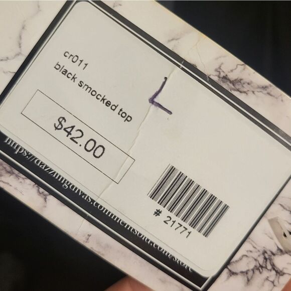 Dazzling Divas Black Smocked Crop Top Bow Tie Shoulders, L NEW - Picture 5 of 8